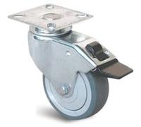 Roulette Uniroll caoutchouc grise à platine pivotante + frein 50mm - GUITEL HERVIEU - 66522