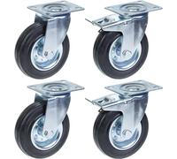 roulettes 125mm 5" à bandage caoutchouc, pivotantes et freinées, capacité de charge de 480kg, lot de 4