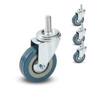 Roulettes 65/75 mm, roulettes pour meubles avec verrouillage, petites roulettes pivotantes pour utilisation intérieure et extérieure, M10/12 x 30 mm, roulette d'étagère à rotation à 360° av