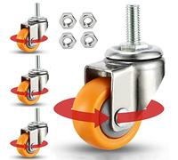Roulettes à tige filetée M6/M8/M10, roulettes pivotantes en caoutchouc (lot de 4 robustes 800 lb), roulettes de chariot industriel, roulettes de rechange pour établi, 4nobrakes-M10