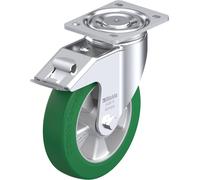 Roulettes avec corps en acier inoxydable. Adapté pour les charges lourdes. Modèle Roulettes Stop Fix 200 mm Blickle LH-A