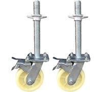 Roulettes avec freins roue d'échafaudage mobile roulettes pivotantes robustes charge 400Kg 6 pouces(White)