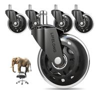 Roulettes de chaise de bureau Roulettes de chaise en caoutchouc de remplacement pour sols en bois dur et moquette, lot de 5, 11x22mm (PAS 1KEA)