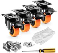 Roulettes de meuble, lot de 4 - Roulettes pivotantes avec PVC φ50,8mm - Roulettes avec capacité de charge de 272kg - Roulettes de transport avec roulements à billes doubles - Roulettes de coffre pivot