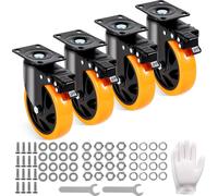 Roulettes de meuble, lot de 4 roulettes pivotantes en PVC φ127mm Roulettes de 816kg de capacité de charge Roulettes de transport avec freins A/B Roulettes de coffre pivotant sur 360° Roulettes pour ch