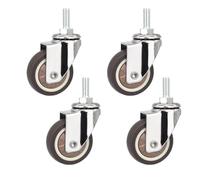 Roulettes de meubles à tige filetée 1/1, 5/2 pouces, roues pivotantes silencieuses en Tpe for chariots de berceau de bébé, Table d'armoire avec frein, 4 pièces(2inch 4pcs swivel)