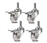 roulettes de meubles, Caster Wheels,Wheels Pack of 4 Swivel Metal Stem Caster,Heavy Duty Castors,Transparent PC-Material Furniture Wheel,with Threaded Stem M10,Capacity 231lb,for Chair Table (2in,Brak
