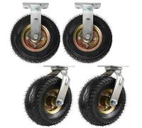 roulettes De Rechange De Boîte à Outils, Roulette en Caoutchouc Se Déplaçant Silencieusement, Pneus De Brouette 4pcs, Double Roulement à Billes, Roulette Pivotante, 2 Fixed+2 Swivel, 200mm/8in