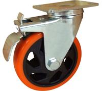 Roulettes de transport BURI 125mm Roulettes pivotantes Roulettes pour charges lourdes Roulettes fixes Möbelrolle Bremse, Version:Roulette de transport pivotante avec frein