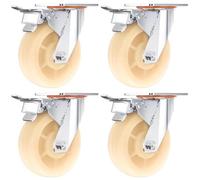 Roulettes en caoutchouc, lot de 4 roulettes pivotantes robustes 150 mm avec double frein blocage, capacité charge 3000 kg, idéales for le remplacement des établis et machines industrielles(150mm(6"))