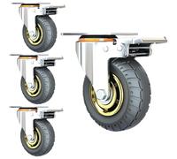 Roulettes en Caoutchouc Solide 4 Pièces,Roulette Pivotante Industrielle,Avec roulettes De Chariot À Frein,Roulettes Robustes,Pour Établi De Bricolage De Meubles,Charge Jusqu'à 1000 Kg,4in-4W
