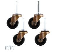 Roulettes en laiton antique 8 x 38 mm Roulettes à tige en caoutchouc pour meubles vintage (5,1 cm Roulette antique sans frein)