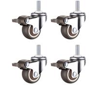Roulettes filetées à tige for chaises de bureau, 4 pièces, for meubles lourds, roulettes rotatives for chariots, chariot, lit de bébé, Table d'armoire(4pcs wheels brake,1inch)