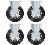 Roulettes fixes - vidaXL - Lot de 4 - 200 mm - Caoutchouc - Charge max 180 kg Noir G