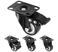Roulettes H & S avec freins, taille 50mm, capacité de charge de 200 kg, noir, 4 pièces