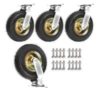 Roulettes Industrielles Lourdes Pneu Gonflable, 4 Pièces Roues Silencieuses En Caoutchouc Doubles Roulements, Roue Gonflable Pour Chariot Ø15/20/25cm, Roulettes Fixes Pour Chariot À Outils(4 Swivel,15