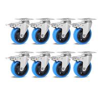 Roulettes Pivotantes 100 mm, Pack de 8, Charge Lourde avec Frein, Jusqu'à 600 kg, Caoutchouc Anti-Bruit, Parquet, Béton, Moquette, Rotation 360° Fluide, pour Meubles, Ateliers, Chariots Industriels