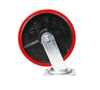 roulettes Pivotantes 4/5/6/8 Pouces, Robustes/industrielles/Freins/Fixes/Noyau De Fer Rouge Polyuréthane, roulettes De Rechange pour Chariot/Table/vitrine, 1pcs Swivel, 100mm/4inch