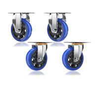 Roulettes pivotantes 4 « et 5 » ensemble de 4 roulettes de meubles industriels à double roulement à billes robustes avec plaque supérieure roulette silencieuse et fixe pour un déplacement fa