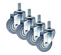 Roulettes pivotantes 4 paquet de roulettes robustes de 3 pouces avec frein, tige filetée M14 M16 M20, roulettes industrielles en caoutchouc pour établis et meubles, aucune option de frein di