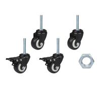 Roulettes pivotantes 4 pièces / 2 pouces, vis M8/M10/M12, frein allongé, polyuréthane, double roulement, roue universelle Pour Meubles Et BoîTes De Rangement(M8- Brake-Universa)
