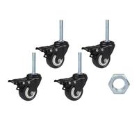 Roulettes pivotantes 4 pièces / 2 pouces, vis M8/M10/M12, frein allongé, polyuréthane, double roulement, roue universelle Pour Meubles Et BoîTes De Rangement(M8- Brake)