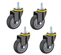 Roulettes pivotantes, 4 roulettes industrielles, roulettes de chariot en caoutchouc TPR, avec double verrouillage de sécurité, roulement silencieux 6202, tige filetée M12 x 30 mm, pour mobil