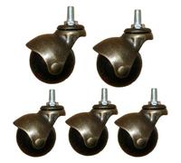 Roulettes pivotantes à billes for chaise de bureau, 2" 48 mm, for meubles anciens, bronze huilé, silencieuses, avec tige d'insertion M8/M10(5pcs,M10)