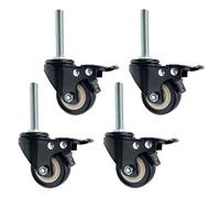 roulettes pivotantes à Tige,1,5 Pouces 38 mm en polyuréthane pour établi,Chariot,étagère,roulettes Mobiles avec Tige filetée,Charge 100 kg,avec écrou,4 pièces,Noir(brakeM10)