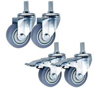 roulettes Pivotantes à Tige Filetée M14 M16 M20 × 30, Robustes, 3/4/5 Pouces, Double Verrouillage, Silencieuses, en Caoutchouc TPR, pour Chariot De Service, 75mm, M16x30mm
