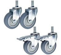 roulettes Pivotantes à Tige Filetée M14 M16 M20 × 30, Robustes, 3/4/5 Pouces, Double Verrouillage, Silencieuses, en Caoutchouc TPR, pour Chariot De Service, 100mm, M16x30mm