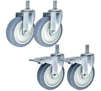roulettes Pivotantes à Tige Filetée M14 M16 M20 × 30, Robustes, 3/4/5 Pouces, Double Verrouillage, Silencieuses, en Caoutchouc TPR, pour Chariot De Service, 125mm, M16x30mm
