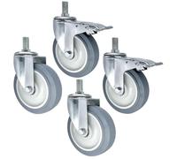 roulettes Pivotantes à Tige Filetée M14 M16 M20, roulettes Silencieuses en Caoutchouc pour Chariots De Service Et Meubles, 3" 4" 5", 125mm, M16x30mm