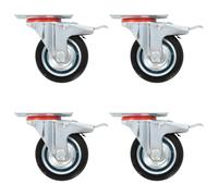 vidaXL 4x Roulettes Pivotantes avec Double Frein Roulette de Mobilier Roulette de Meuble Chariot Roulant Etagère à Livre Bibliothèque Panier d'Achat Capacité 50 kg 75 mm