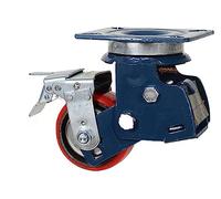 Roulettes pivotantes avec frein, très résistantes de 1000 kg, double plaque de verrouillage, roues en polyuréthane sans bruit pour meubles, établi et chariots, roue de frein