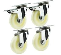 Roulettes pivotantes avec freins, roulettes en nylon, 4 pièces, roulements à billes, roulettes en acier inoxydable 304, roulettes de transport, charge : 440 kg, 2 freins + 2 freins sans freins, 100 mm