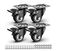 Roulettes Pivotantes de 50mm Roulettes pour Meubles avec Frein de Sécurité pour Charges Lourdes Capacité Totale de 250KG (Set de 4)