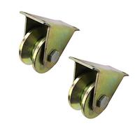 Roulettes pivotantes en acier à 2 rainures V, roues rigides robustes, poulie tube rond, roue directionnelle double roulement(32mm/1.25in)