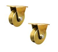 Roulettes pivotantes en acier à 2 rainures V, roulettes rigides robustes, poulie galet directionnel, double roulement, dorées, for machines industrielles(95mm/4in)