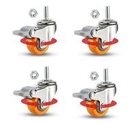 Roulettes pivotantes en caoutchouc, roulettes robustes à tige filetée, boulons silencieux avec écrous, for chariots, établis, 4 freins M10(4brakes,M8)