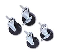 roulettes pivotantes en Option pour étagères grillagées, Tige à Anneau de préhension, Roue de 7,6 cm, Noires, Jeu de 4 (Dont 2 verrouillables)