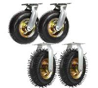 Roulettes pivotantes, La roulette en caoutchouc roule le pivot d'absorption des chocs et fixe 6/8/10 pouces capacité de 900 livres(Fixed+swivel,200mm/8in)