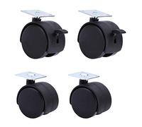 Roulettes pivotantes, lot de 4 roulettes universelles robustes à petite plaque en nylon, pivotantes à 360°, avec accessoires for le déplacement d'objets.(Brake+universal,50mm/2in)