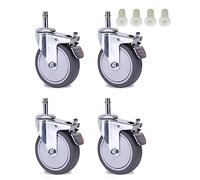Roulettes pivotantes M11 de rechange pour seau à serpillière avec frein, 75/100 mm, robustes, en caoutchouc industriel S, lot de 4, avec frein (7,6 cm).