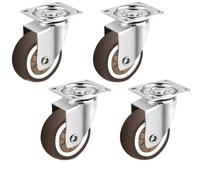 Roulettes pivotantes pour meubles de 4 pièces pour fond plat en caoutchouc TPR universelles pour chariots à provisions Trolley(2 Universal 2 Brake,1,5 pouces)