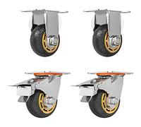 Roulettes pivotantes robustes de 12,7 cm, roulettes de transport industrielles, roulettes anti-bruit, lot de 4, avec frein de blocage, pour chariots d'équipement de meubles, avec frein 3 pou