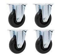 Roulettes pivotantes robustes en polypropylène, à 360 degrés, silencieuses, for chariots, établis, double roulement, lot de 4, support, 75 mm