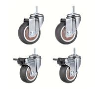 roulettes pivotantes robustes, Lot de 4 roulettes pivotantes à levier vis en TPR 5 cm (2 pouces) avec tige filetée M8 for meubles(2 Universal 2 Brake)