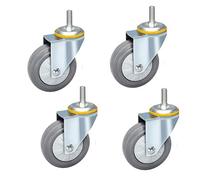 Roulettes pivotantes robustes, roulettes pour meubles, roulettes pivotantes pour meubles, 4 roulettes pivotantes à tige, roulettes pour meubles en caoutchouc TPR gris, double roulement à bil