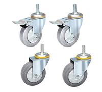 Roulettes pivotantes robustes, roulettes pour meubles, roulettes pivotantes pour meubles, 4 roulettes pivotantes à tige, roulettes pour meubles en caoutchouc TPR gris, double roulement à bil